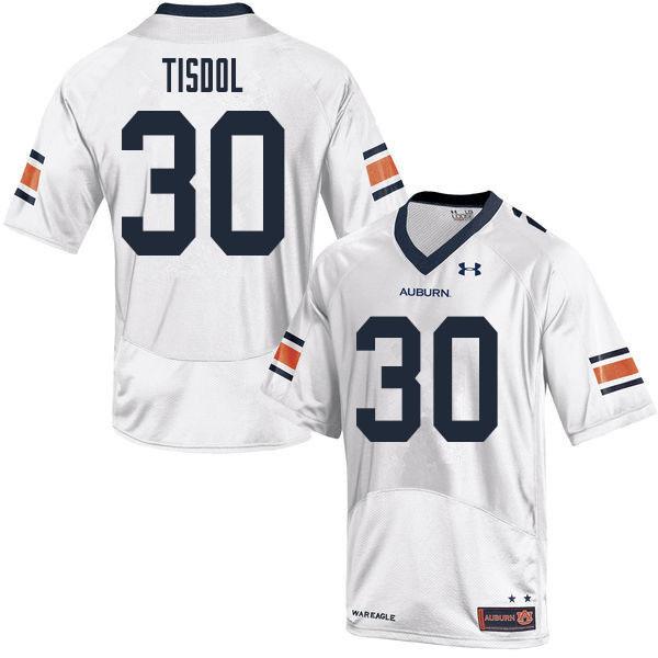 Men #30 Desmond Tisdol Auburn Tigers College Football Jerseys Sale-White - Click Image to Close